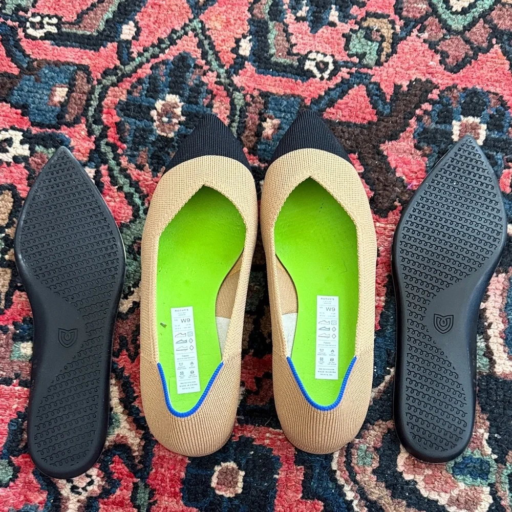 Rothy's Two-Tone High Point Knit Pumps in Beige, Black - Picture 5 of 5